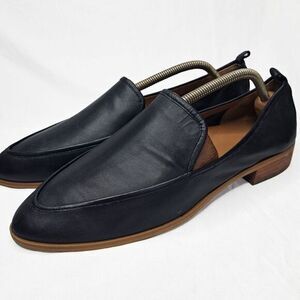 Susina Leather Loafers Womens 11 Kellen Black Almond Toe Slip On‎ Flats Shoes